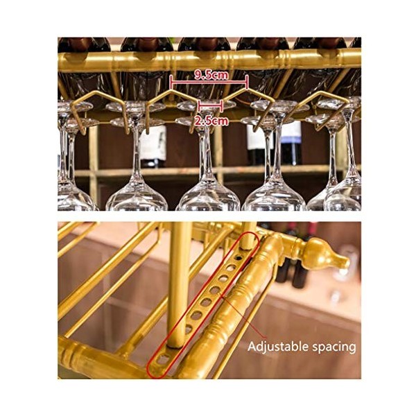 Cadre de Verre à vin en Verre Casier à vin dart de Fer de Plafond, Hauteur et espacement réglables, casier à vin Multifoncti