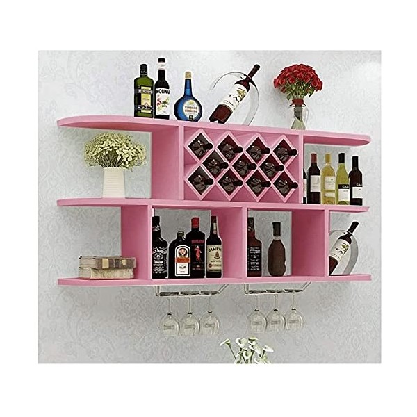 ELzEy Casier à vin Casier à vin Mural Armoire à vin créative en Forme de Diamant avec Support en Verre en métal et étagère de