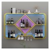 Casier À Vin Mural Contemporain avec Lumière LED, Casier À Vin en Fer, Support en Verre Présentoir De Bouteille De Vin, Porte