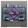 Casier À Vin Mural Contemporain avec Lumière LED, Casier À Vin en Fer, Support en Verre Présentoir De Bouteille De Vin, Porte