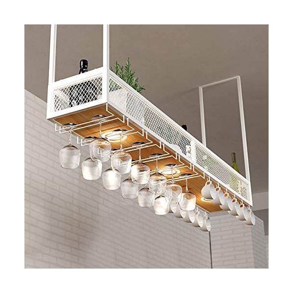 Casier à vin Fer Forgé Accueil Bar Cintre Étagère Plate À Lenvers Porte-Verre À Vin Suspendu Armoire À Vin Supports Suspendu