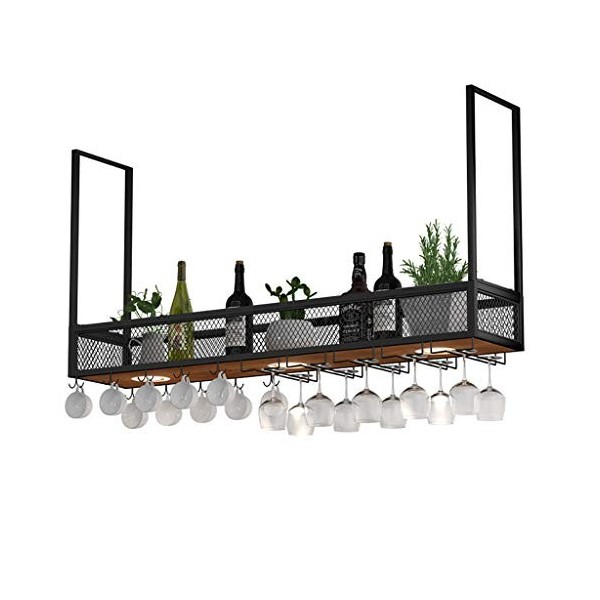 Casier à vin Fer Forgé Accueil Bar Cintre Étagère Plate À Lenvers Porte-Verre À Vin Suspendu Armoire À Vin Supports Suspendu