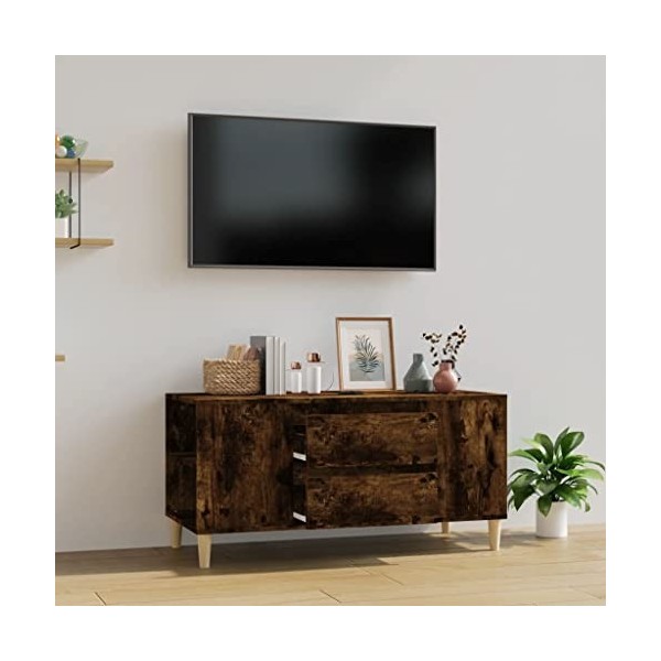 Meuble TV Chêne fumé 102x44,5x50 cm Bois dingénierie - Banc TV, Meuble TV Suspendu, Convient pour Salon ou Chambre