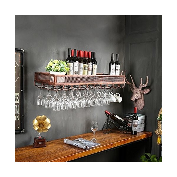 Casier à verres à vin, casier à vin créatif à suspension, cadre de verre à vin rouge en fer à lenvers, porte-gobelet à vin d