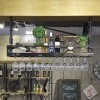 KOHARA Cadre de verre à vin en verre Casier à vin en fer forgé au plafond, hauteur et espacement réglables, porte-gobelet sus