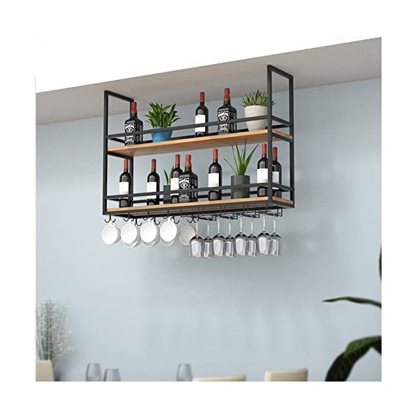 KOHARA Casier à vin Suspendu - Casier à vin Mural Étagères suspendues Support pour Plantes Casier à vin Suspendu à Double Pla
