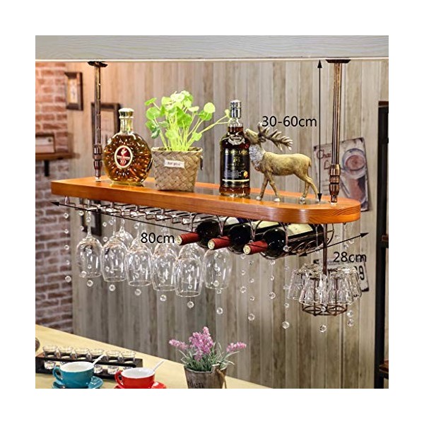 KOHARA Cadre de Verre à vin en Verre Casier à vin en métal Suspendu, réglable en Hauteur, casier à Verre à vin, casier de Ran