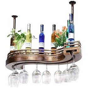 Porte-Bouteille Étagères Flottantes Support À Gobelet Bar Support Suspendu Verre À Vin Américain Suspendu En Bois Massif Mais