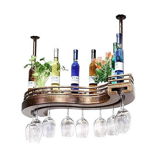 Porte-Bouteille Étagères Flottantes Support À Gobelet Bar Support Suspendu Verre À Vin Américain Suspendu En Bois Massif Mais