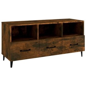 Meuble TV Chêne fumé 102x35x50 cm Bois dingénierie - Meuble Chambre, Support Télé pour Salon Salle à Manger Chambre, Style I