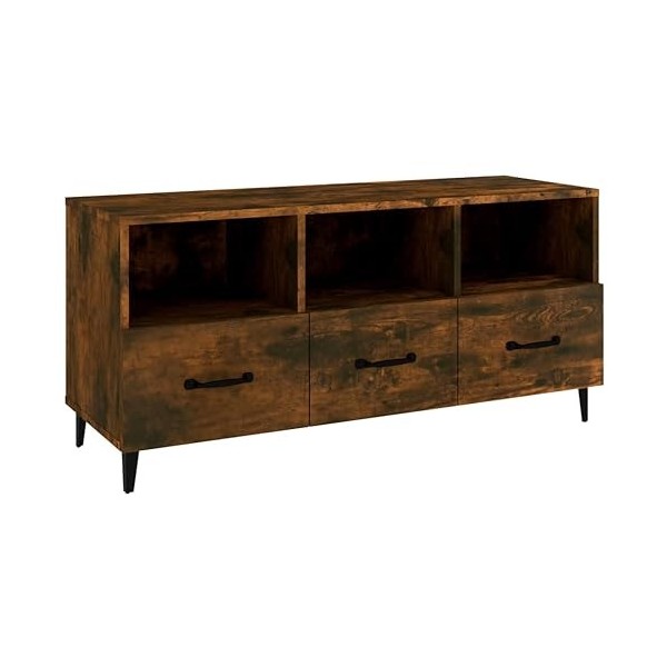 Meuble TV Chêne fumé 102x35x50 cm Bois dingénierie - Meuble Chambre, Support Télé pour Salon Salle à Manger Chambre, Style I