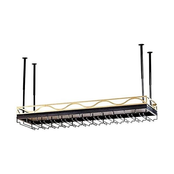 Casier à vin autoportant Armoires Porte-vin mural Casier à vin suspendu avec support en verre et étagère, casier à verres à v