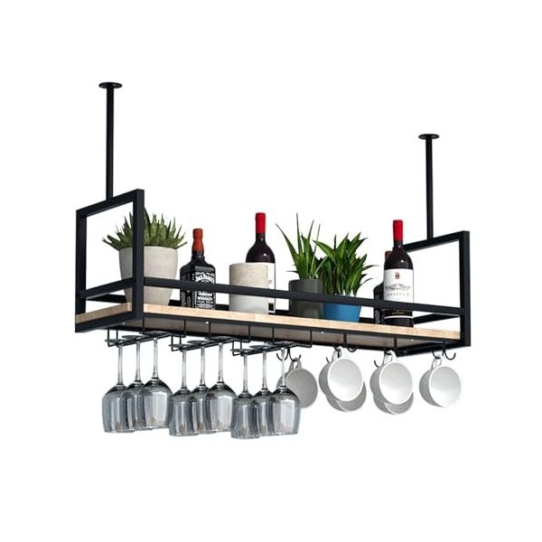 Casier à verres à vin de plafond, armoire à vin suspendue en métal, porte-bouteille de vin industriel, support de rangement e