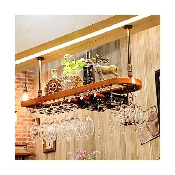 Cadre de Verre à vin en Verre Casier à vin en métal Suspendu, réglable en Hauteur, casier à Verre à vin, casier de Rangement 
