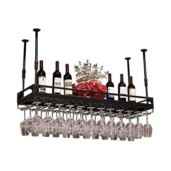 Cadre de Verre à vin en Verre Casier à vin en Fer Suspendu, réglable en Hauteur, Support de décoration de casier à vin de Bar