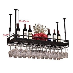 Cadre de Verre à vin en Verre Casier à vin en Fer Suspendu, réglable en Hauteur, Support de décoration de casier à vin de Bar