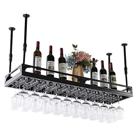 Porte-Bouteille de vin casier à vin Suspendu avec Support en Verre et étagère, présentoir à lenvers, casier à gobelets, casi