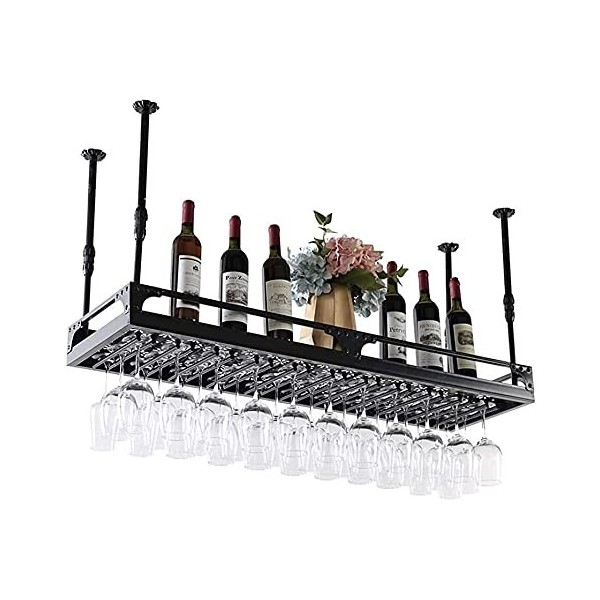 Porte-Bouteille de vin casier à vin Suspendu avec Support en Verre et étagère, présentoir à lenvers, casier à gobelets, casi