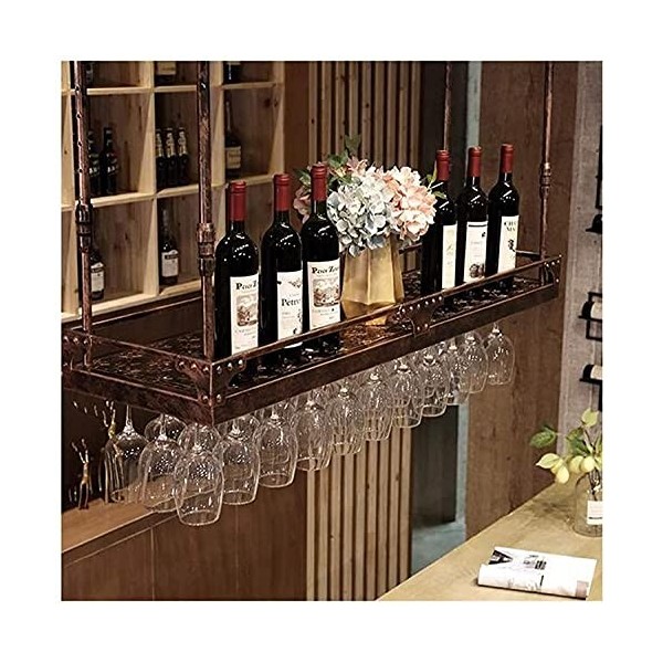 Porte-Bouteille de vin casier à vin Suspendu avec Support en Verre et étagère, présentoir à lenvers, casier à gobelets, casi