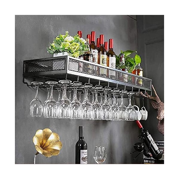 Casier À Vin Support À Vin en Fer Forgé Suspendu Porte-Gobelet À Vin Rouge Ornements À lenvers Casier À Bouteilles De Vin Cl