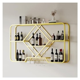 Casier À Vin Mural Industriel, Casier À Vin Mural Contemporain avec Lumière LED, Casier À Bouteilles Mural, Support en Verre 