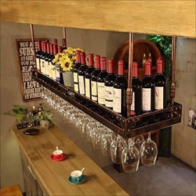 Casier à vin, casier à vin casier à Verre à vin en métal, étagère rétro Support à Verre à vin Fer Art casier à Verre à vin Su