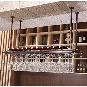 Casier à vin Suspendu avec Support en Verre et étagère, casier à vin Rouge de Style américain, Support de Verre à vin Loft, C