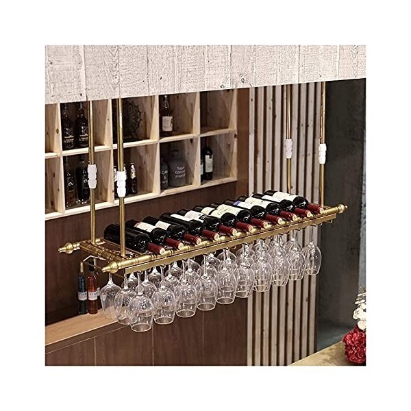 Casier à vin Suspendu avec Support en Verre et étagère, casier à vin Rouge de Style américain, Support de Verre à vin Loft, C