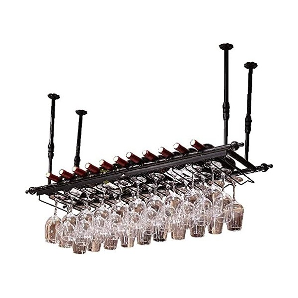 Casier à vin Suspendu avec Support en Verre et étagère, casier à vin Rouge de Style américain, Support de Verre à vin Loft, C