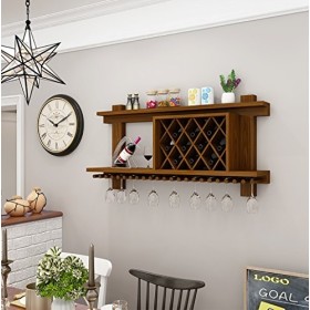 NufiyA Casier à vin Métal Bois Massif Tenture Murale Armoire À Vin Créative Restaurant Salon Supports Simples Suspendus Porte