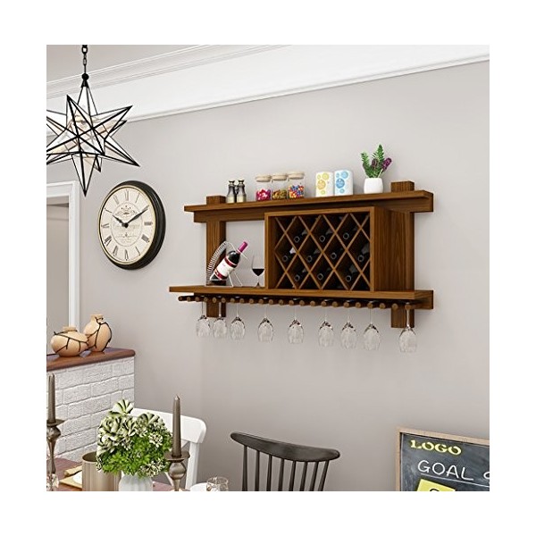 NufiyA Casier à vin Métal Bois Massif Tenture Murale Armoire À Vin Créative Restaurant Salon Supports Simples Suspendus Porte