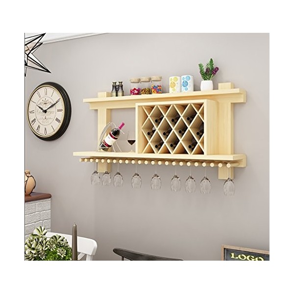 NufiyA Casier à vin Métal Bois Massif Tenture Murale Armoire À Vin Créative Restaurant Salon Supports Simples Suspendus Porte