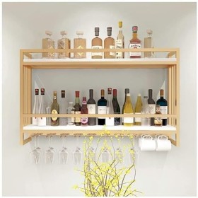 NufiyA Présentoir à vin Mural créatif, casier à vin Suspendu, Support, Fer forgé Nordique, casier à vin en Bois Massif, Armoi