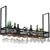 Casier à vin suspendu avec support en verre et étagère, support mural à LED en métal/fer, support de bar à lenvers, support 