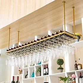 Casier à vin Suspendu avec Support en Verre et étagère, Porte-Verre à vin à lenvers, casier à Verre Suspendu pour Bar, casie
