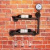 Casier à vin Étagère Murale Multifonctionnelle Étagère Murale en Fer Forgé Casier à Vin Rétro Tuyaux deau Industriels Décor 