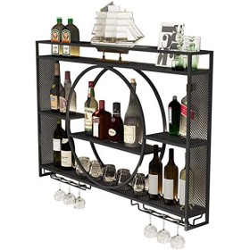 Casier à vin autoportant Armoires Porte-vin mural Casier à vin suspendu avec support en verre et étagère, casier à vin mural 