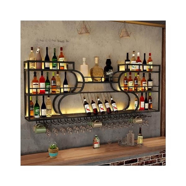 Casier À Vin en Métal, Casier À Vin en Fer pour Cave À Vin, Étagères Polyvalentes en Métal, Porte-Bouteilles Muraux pour Bar,