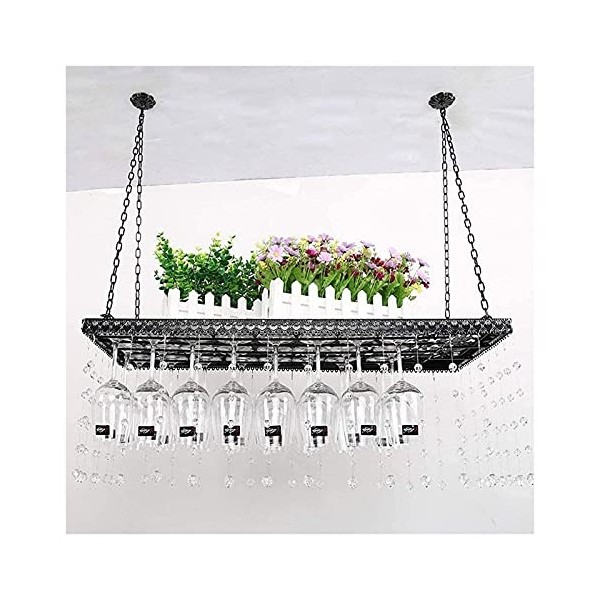 Umaxa Casier à vin Suspendu avec Support en Verre et étagère, casier à vin Suspendu à lenvers, casier à vin, Fer à Suspendre