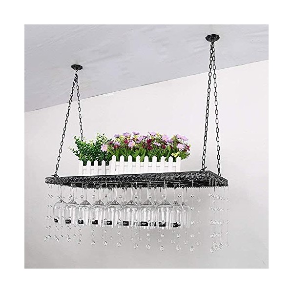 Umaxa Casier à vin Suspendu avec Support en Verre et étagère, casier à vin Suspendu à lenvers, casier à vin, Fer à Suspendre