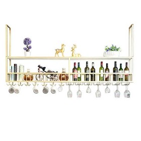 KOHARA Casier à vin en Fer pour Bar | Porte-Bouteille de vin à lenvers au Plafond Domestique | Support à Verres à vin, gobel