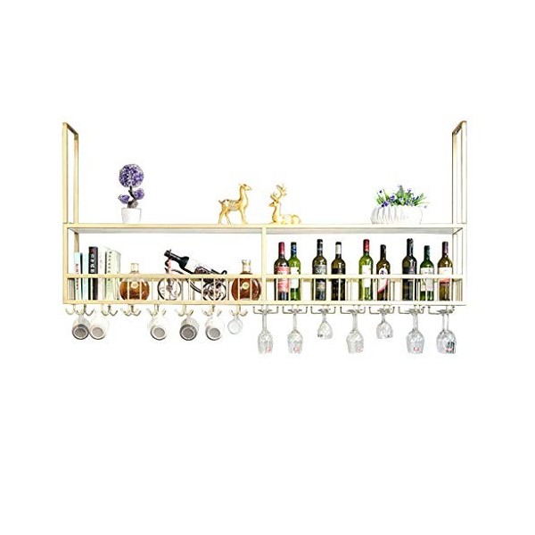 KOHARA Casier à vin en Fer pour Bar | Porte-Bouteille de vin à lenvers au Plafond Domestique | Support à Verres à vin, gobel
