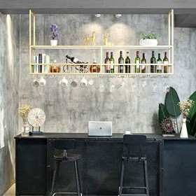 KOHARA Casier à vin en Fer pour Bar | Porte-Bouteille de vin à lenvers au Plafond Domestique | Support à Verres à vin, gobel