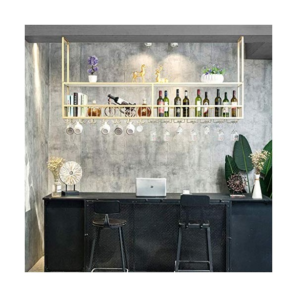 KOHARA Casier à vin en Fer pour Bar | Porte-Bouteille de vin à lenvers au Plafond Domestique | Support à Verres à vin, gobel