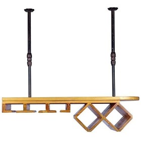 Casier à vin en Bois de Fer - Bar décoré casier à Bouteilles de vin Rouge ménage Bois casier à Verres à vin Salon Suspendu Su