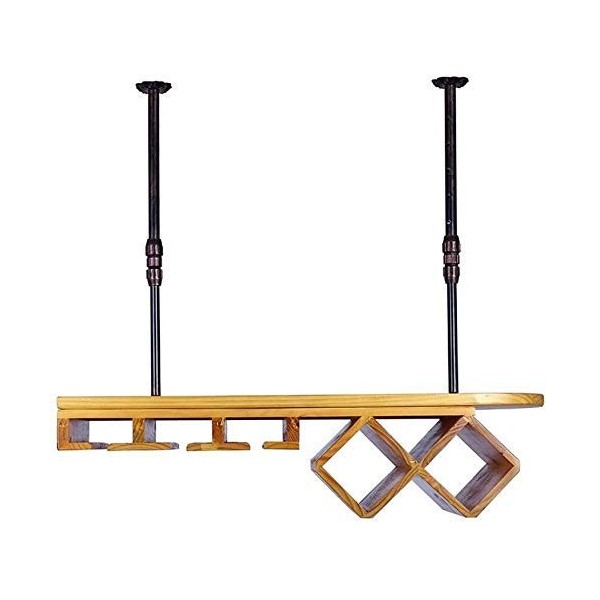 Casier à vin en Bois de Fer - Bar décoré casier à Bouteilles de vin Rouge ménage Bois casier à Verres à vin Salon Suspendu Su