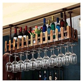 KARFRI Casier à vin Suspendu avec Support en Verre et étagère, casier à vin Suspendu casier à vin en métal casier à Verre à v