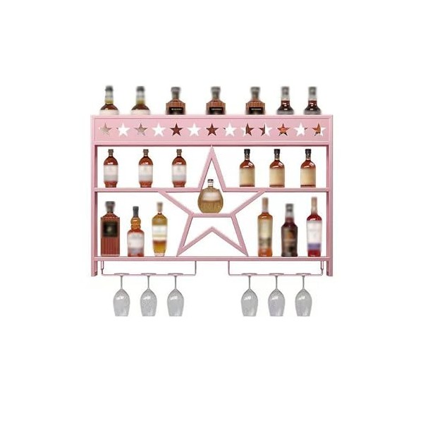 Casier À Vin Mural Suspendu Porte-Verre À Vin Casiers À Vin De Décoration Muraux Casiers À Bouteille Avec Porte-Verre À Pied 