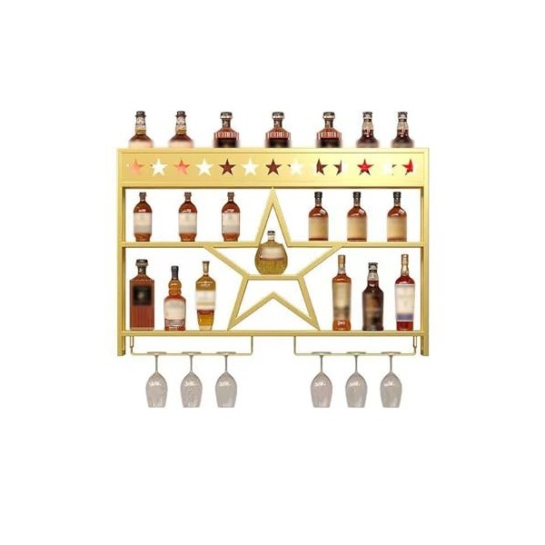 Casier À Vin Mural Suspendu Porte-Verre À Vin Casiers À Vin De Décoration Muraux Casiers À Bouteille Avec Porte-Verre À Pied 