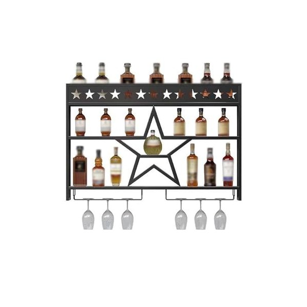 Casier À Vin Mural Suspendu Porte-Verre À Vin Casiers À Vin De Décoration Muraux Casiers À Bouteille Avec Porte-Verre À Pied 